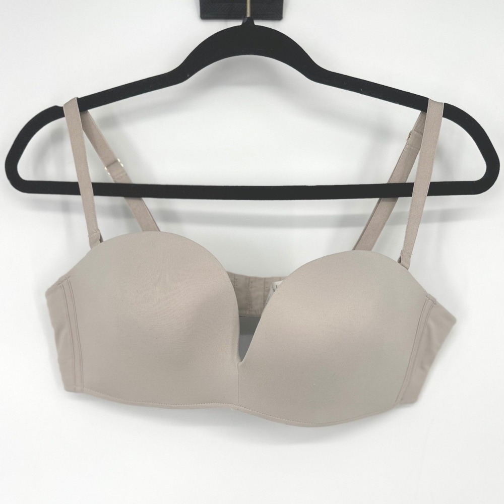 Leonisa Push Up Bra Women 38B Beige Strapless Convertible Plunge Style 011841